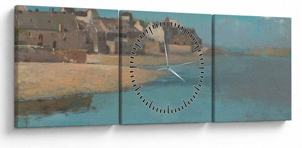 Obraz - Odilon Redon, Village by the Sea in Brittany, reprodukcje (z zegarem) (90x30 cm)
