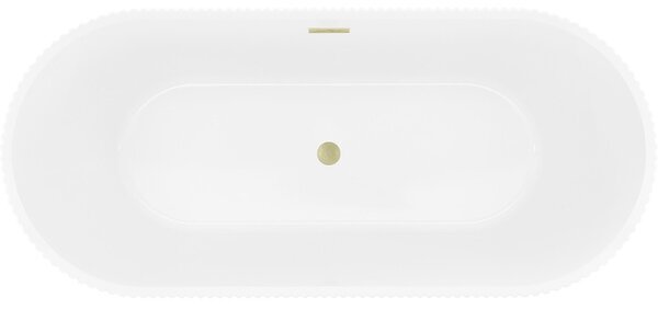 Mexen Yara wanna wolnostojąca ryflowana 170 x 75 cm, biała, przelew złoty szczotkowany - 52861707500-55