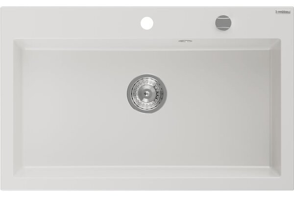 Mexen Elix zlewozmywak granitowy 1-komorowy 800 x 500 mm, biały, syfon chrom - 6527801005-20