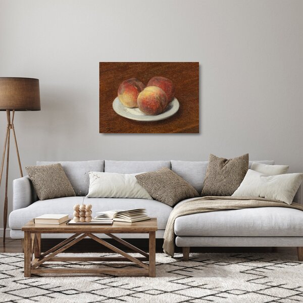 Obraz na szkle - Henri Fantin-Latour, Three Peaches on a Plate, reprodukcje (70x50 cm)