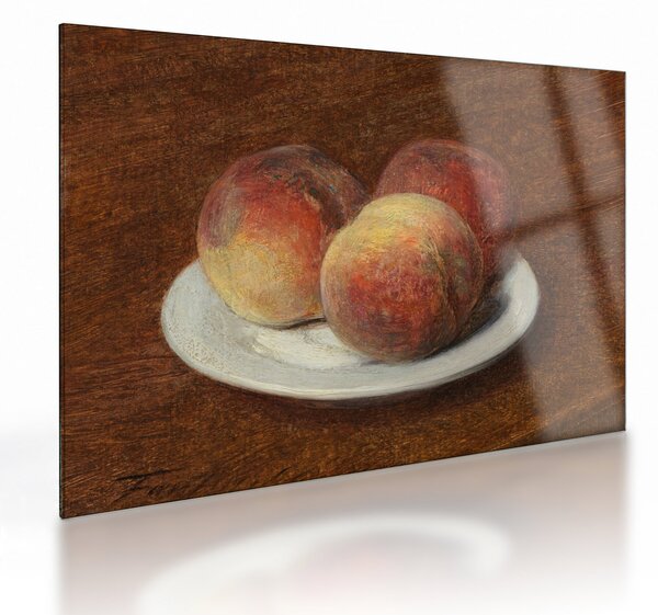 Obraz na szkle - Henri Fantin-Latour, Three Peaches on a Plate, reprodukcje (70x50 cm)