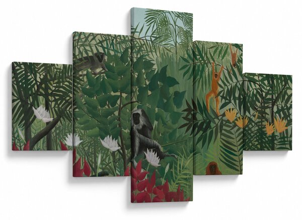 Obraz - Henri Rousseau, Tropical Forest with Monkeys, reprodukcje (125x70 cm)