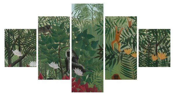 Obraz - Henri Rousseau, Tropical Forest with Monkeys, reprodukcje (125x70 cm)