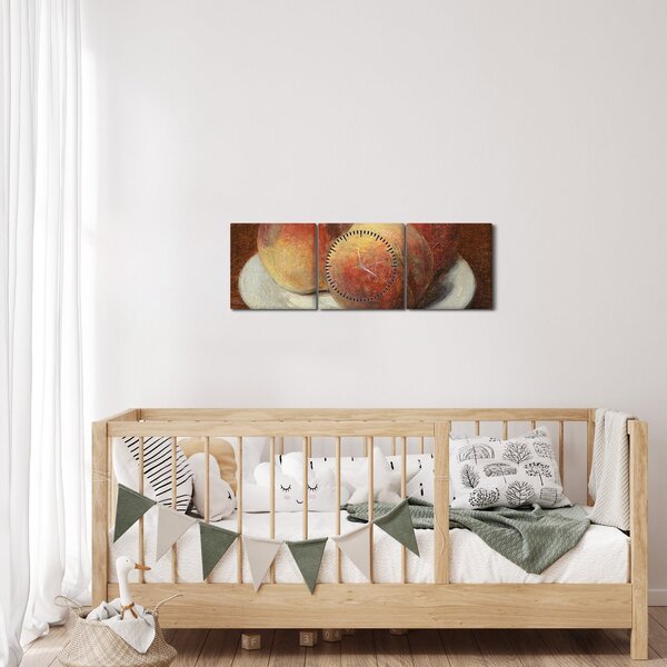 Obraz - Henri Fantin-Latour, Three Peaches on a Plate, reprodukcje (z zegarem) (90x30 cm)