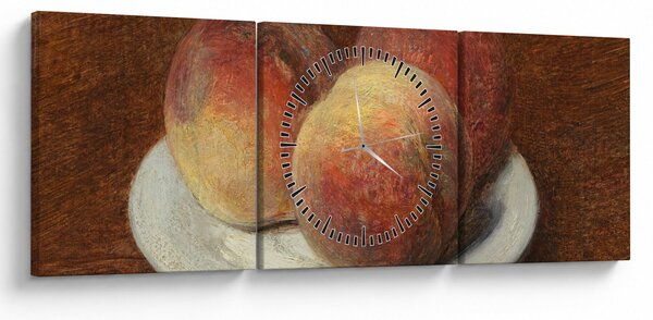 Obraz - Henri Fantin-Latour, Three Peaches on a Plate, reprodukcje (z zegarem) (90x30 cm)