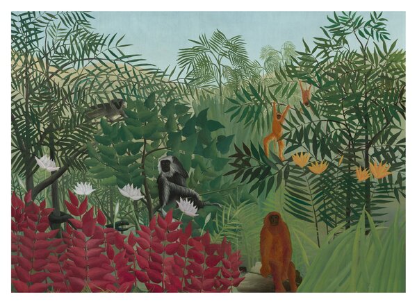 Obraz na szkle - Henri Rousseau, Tropical Forest with Monkeys, reprodukcje (70x50 cm)