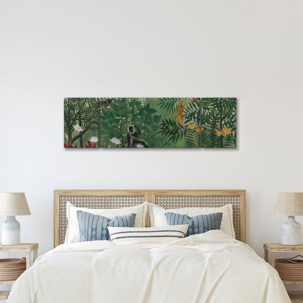 Obraz - Henri Rousseau, Tropical Forest with Monkeys, reprodukcje (170x50 cm)