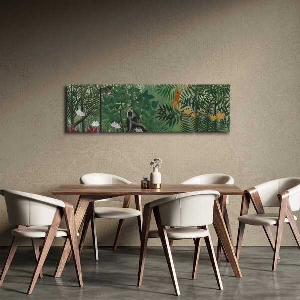 Obraz - Henri Rousseau, Tropical Forest with Monkeys, reprodukcje (170x50 cm)