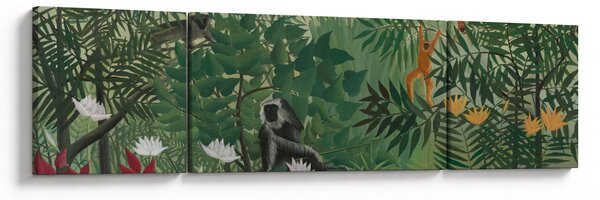 Obraz - Henri Rousseau, Tropical Forest with Monkeys, reprodukcje (170x50 cm)