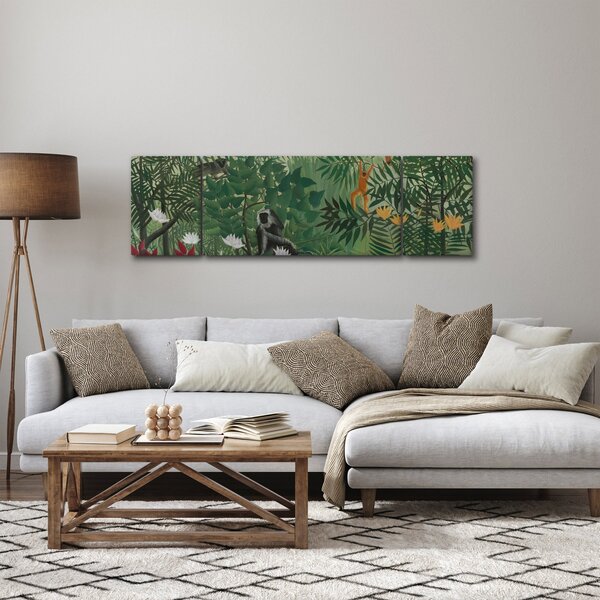 Obraz - Henri Rousseau, Tropical Forest with Monkeys, reprodukcje (170x50 cm)