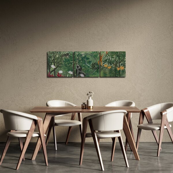 Obraz - Henri Rousseau, Tropical Forest with Monkeys, reprodukcje (z zegarem) (90x30 cm)