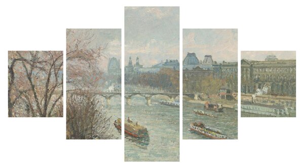 Obraz - Camille Pissarro, The Louvre, Afternoon, Rainy Weather, reprodukcje (125x70 cm)