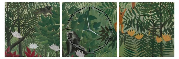 Obraz - Henri Rousseau, Tropical Forest with Monkeys, reprodukcje (z zegarem) (90x30 cm)