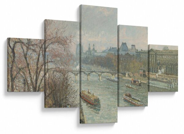 Obraz - Camille Pissarro, The Louvre, Afternoon, Rainy Weather, reprodukcje (125x70 cm)