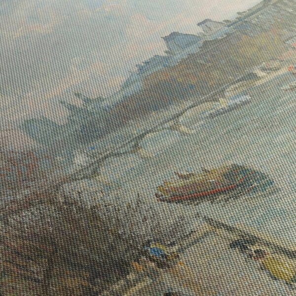 Obraz - Camille Pissarro, The Louvre, Afternoon, Rainy Weather, reprodukcje (z zegarem) (90x30 cm)