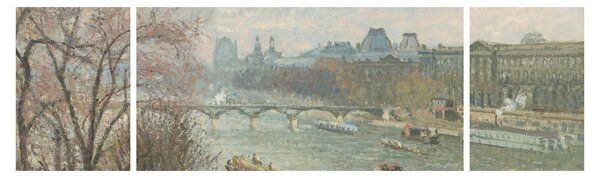 Obraz - Camille Pissarro, The Louvre, Afternoon, Rainy Weather, reprodukcje (170x50 cm)