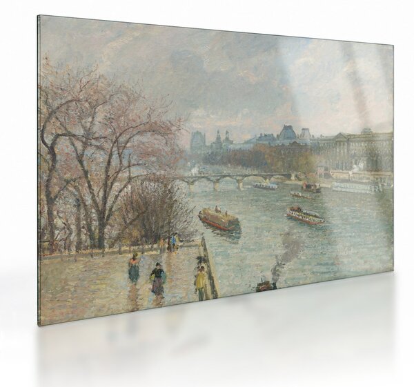 Obraz na szkle - Camille Pissarro, The Louvre, Afternoon, Rainy Weather, reprodukcje (70x50 cm)