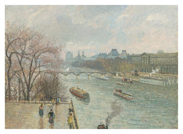 Obraz na szkle - Camille Pissarro, The Louvre, Afternoon, Rainy Weather, reprodukcje (70x50 cm)