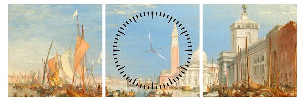 Obraz - Joseph Mallord William Turner, Venice the Dogana and San Giorgio Maggiore, reprodukcje (z zegarem) (90x30 cm)