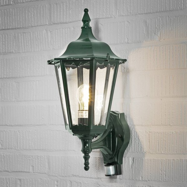 Konstsmide Lampa zewnętrzna z czujnikiem ruchu FIRENZE, zielony, aluminium, dworkowy / rustykalny