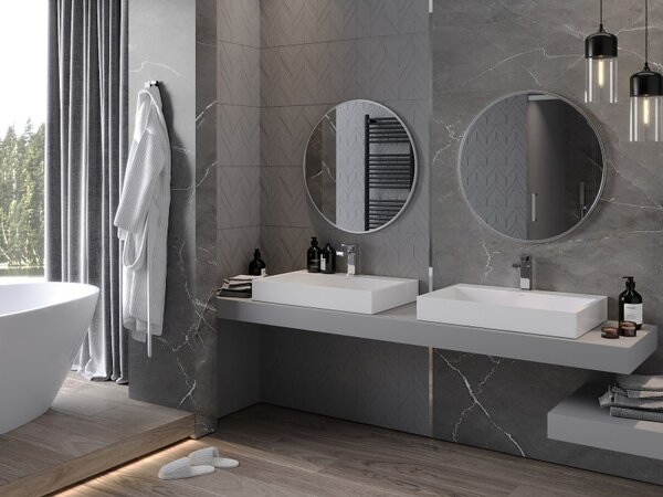 Mexen Loft lustro łazienkowe okragłe 70 cm, rama inox - 9850-070-070-000-10
