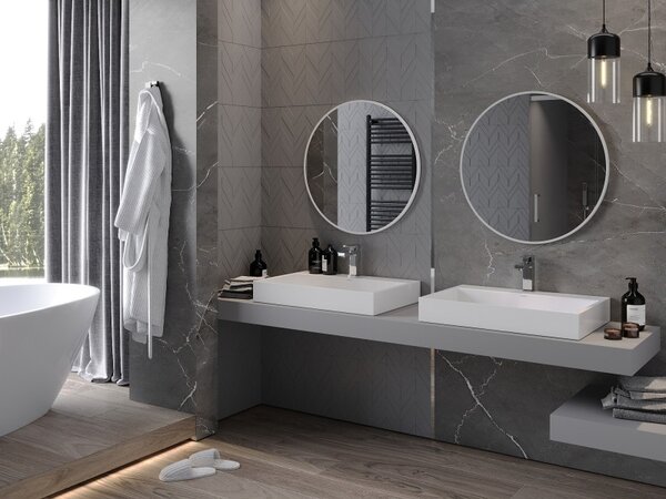 Mexen Loft lustro łazienkowe okragłe 70 cm, rama biała - 9850-070-070-000-20