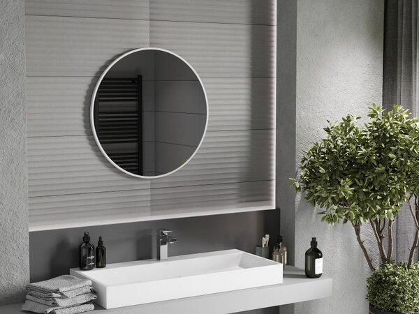 Mexen Loft lustro łazienkowe okragłe 70 cm, rama biała - 9850-070-070-000-20