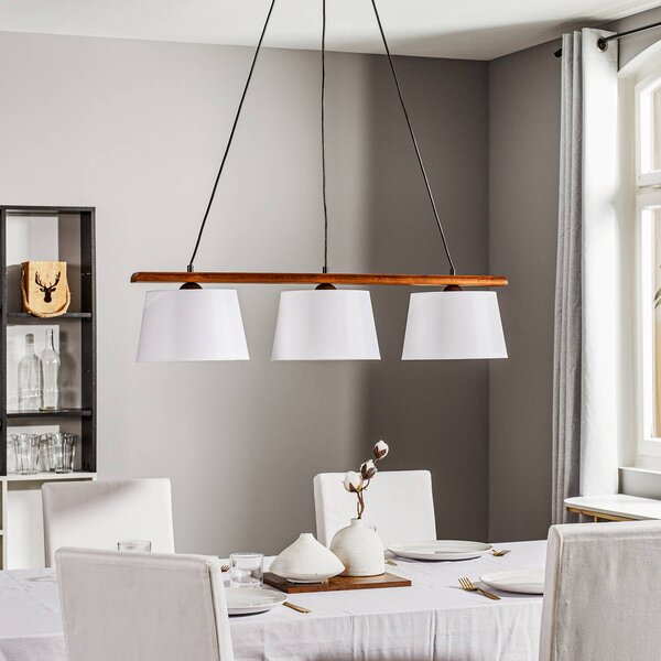 Lampa wisząca Sweden Lamkur, możliwość ściemniania, ciemne drewno, salon / jadalnia, drewno, nowoczesny