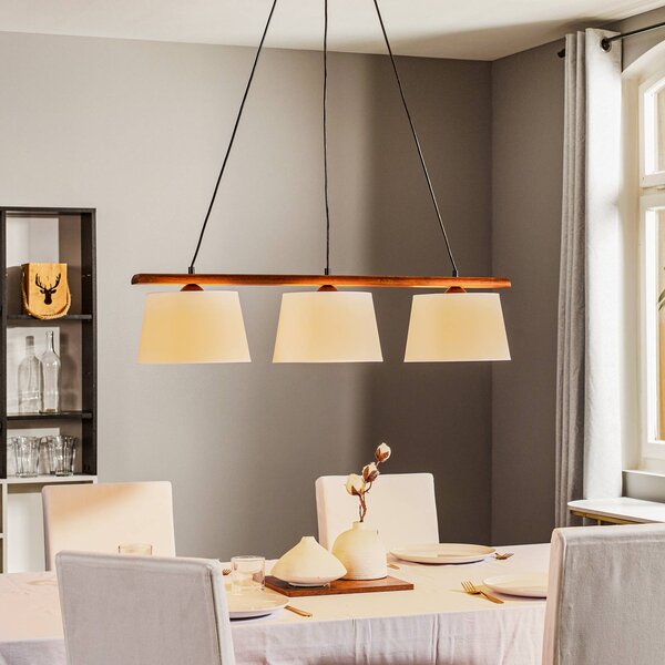 Lampa wisząca Sweden Lamkur, możliwość ściemniania, ciemne drewno, salon / jadalnia, drewno, nowoczesny