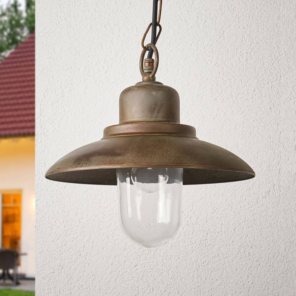 Moretti Luce Lampa wisząca zewnętrzna PALERMO, brązowy / mosiężny, mosiądz, dworkowy / rustykalny