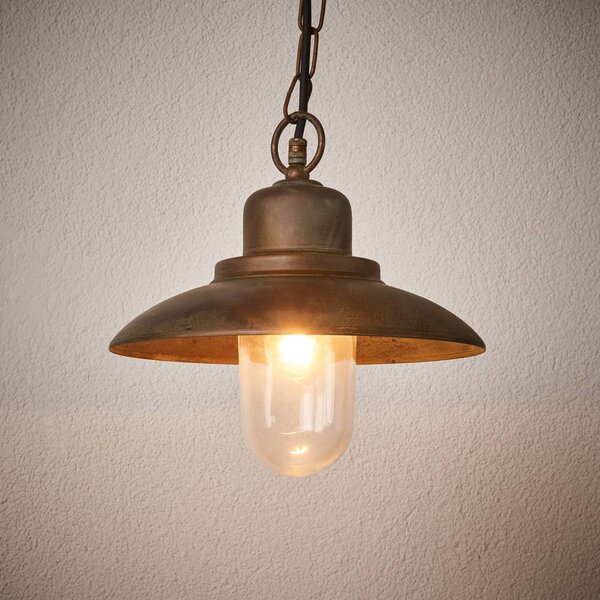 Moretti Luce Lampa wisząca zewnętrzna PALERMO, brązowy / mosiężny, mosiądz, dworkowy / rustykalny
