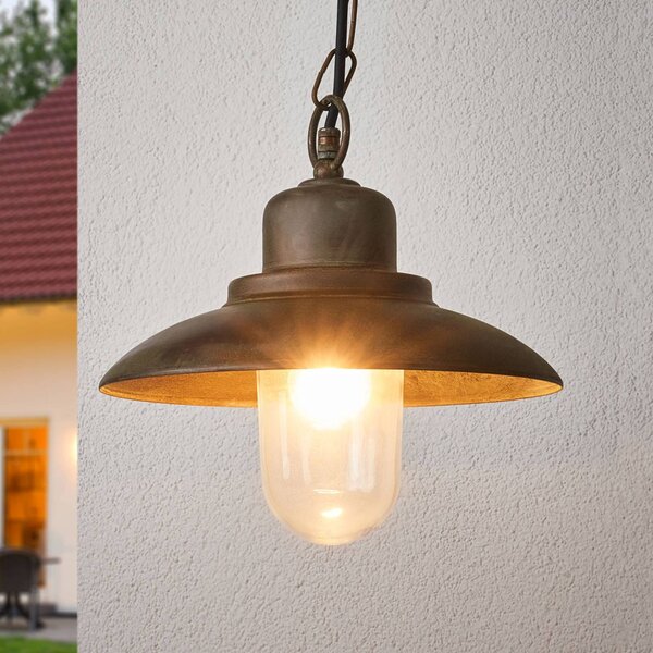 Moretti Luce Lampa wisząca zewnętrzna PALERMO, brązowy / mosiężny, mosiądz, dworkowy / rustykalny