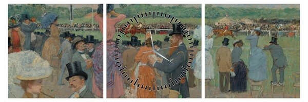 Obraz - Jean-Louis Forain, The Races at Longchamp, reprodukcje (z zegarem) (90x30 cm)