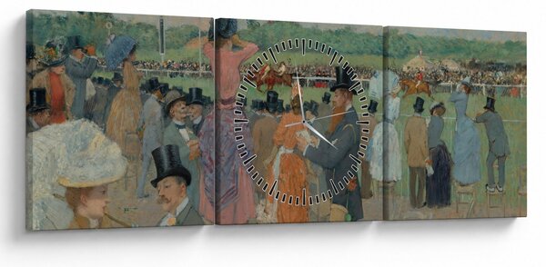 Obraz - Jean-Louis Forain, The Races at Longchamp, reprodukcje (z zegarem) (90x30 cm)