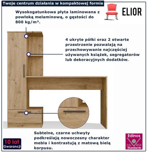 Nowoczesne biurko z regałem dąb artisan Z8-S10