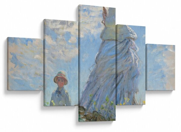 Obraz - Claude Monet, Woman with a Parasol - Madame Monet and Her Son, reprodukcje (125x70 cm)