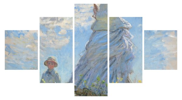 Obraz - Claude Monet, Woman with a Parasol - Madame Monet and Her Son, reprodukcje (125x70 cm)