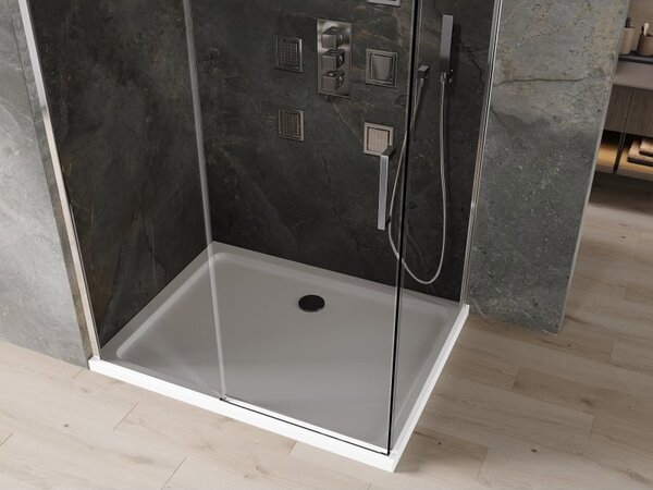 Mexen Omega kabina prysznicowa rozsuwana 100 x 90 cm, grafit, chrom + brodzik Flat, bialy - 825-100-090-01-40-4010