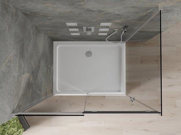 Mexen Omega kabina prysznicowa rozsuwana 100 x 90 cm, grafit, chrom + brodzik Flat, bialy - 825-100-090-01-40-4010
