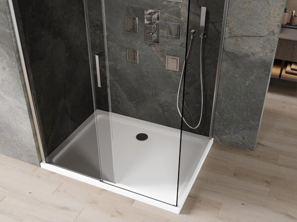 Mexen Omega kabina prysznicowa rozsuwana 100 x 90 cm, grafit, chrom + brodzik Flat, bialy - 825-100-090-01-40-4010