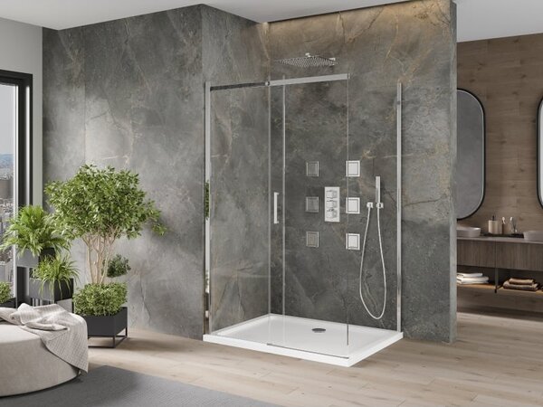 Mexen Omega kabina prysznicowa rozsuwana 120 x 70 cm, transparent, chrom + brodzik Flat - 825-120-070-01-00-4010