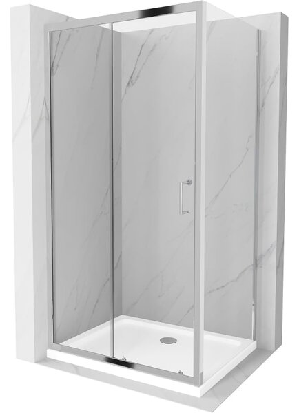 Mexen Apia kabina prysznicowa rozsuwana 120 x 90 cm, transparent, chrom + brodzik Flat - 840-120-090-01-00-4010