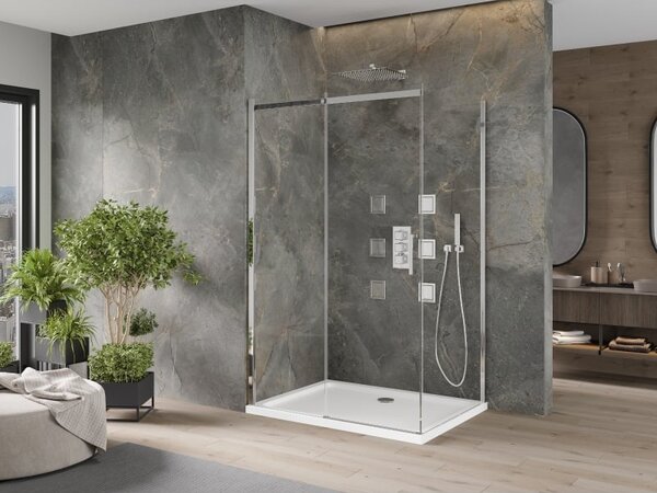 Mexen Omega kabina prysznicowa rozsuwana 120 x 70 cm, transparent, chrom + brodzik Flat - 825-120-070-01-00-4010