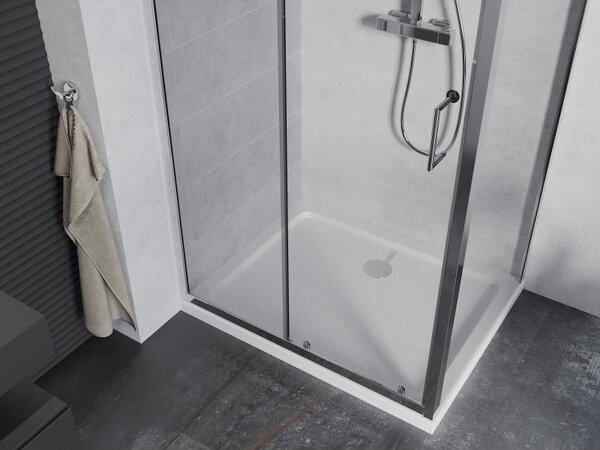 Mexen Apia kabina prysznicowa rozsuwana 120 x 90 cm, transparent, chrom + brodzik Flat - 840-120-090-01-00-4010