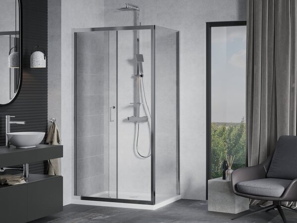 Mexen Apia kabina prysznicowa rozsuwana 120 x 90 cm, transparent, chrom + brodzik Flat - 840-120-090-01-00-4010