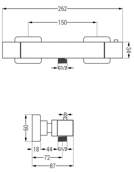 Mexen Sven zestaw prysznicowy natynkowy z deszczownicą i baterią prysznicową termostatyczną Cube, chrom - 77200262-00