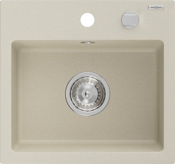 Mexen Milo zlewozmywak granitowy 1-komorowy 435 x 410 mm, beżowy, syfon chrom - 6505441000-69