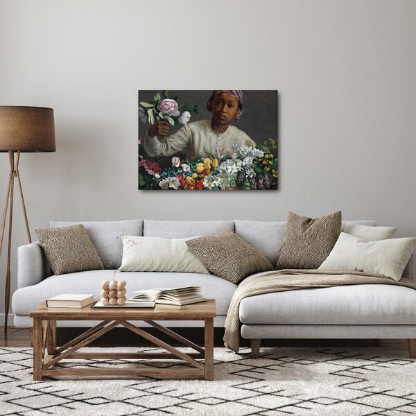 Obraz - Frédéric Bazille, Young Woman with Peonies, reprodukcje (70x50 cm)
