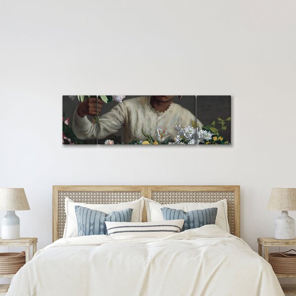 Obraz - Frédéric Bazille, Young Woman with Peonies, reprodukcje (170x50 cm)