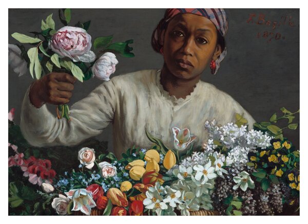 Obraz - Frédéric Bazille, Young Woman with Peonies, reprodukcje (70x50 cm)